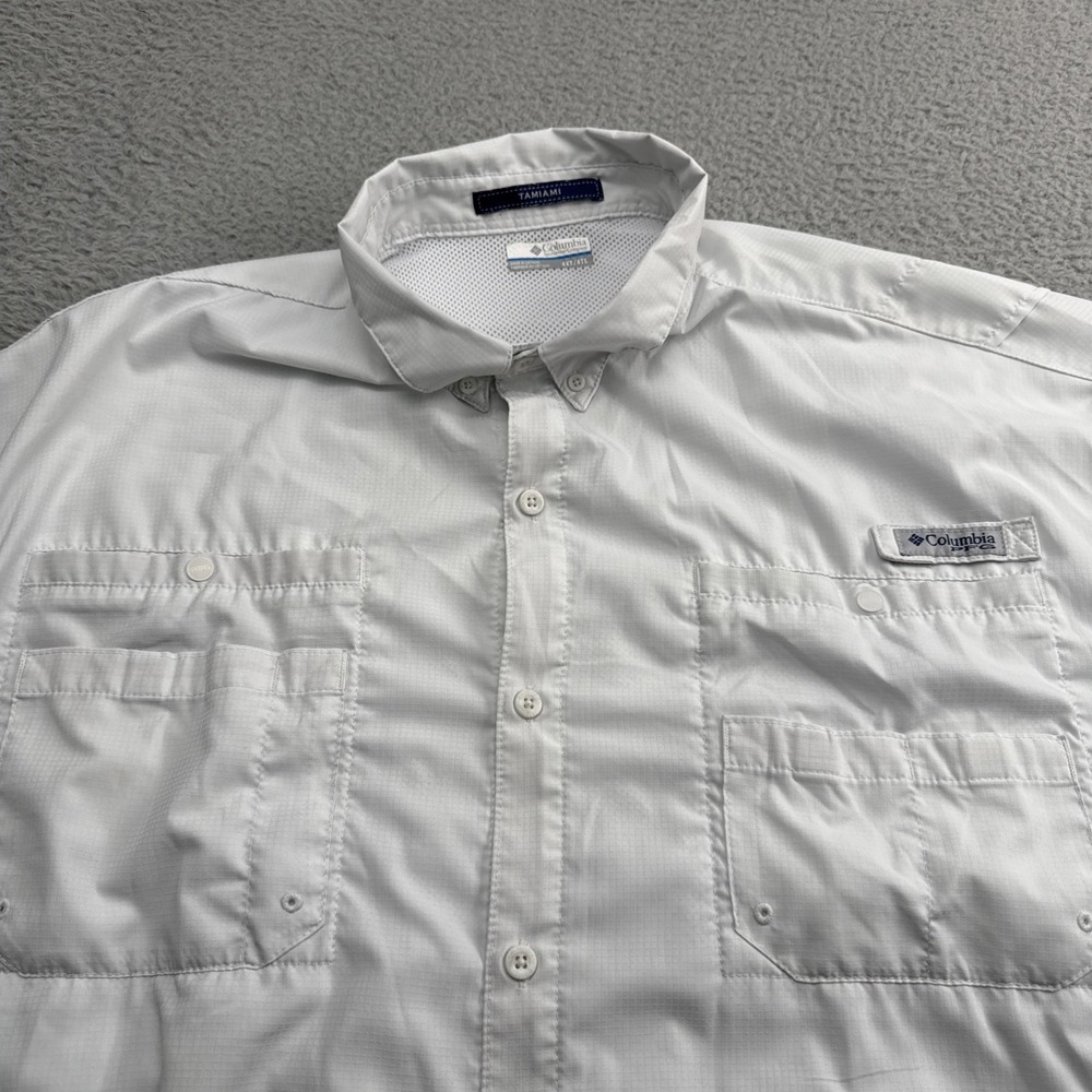 Columbia PFG Omni-Shade Shirt Mens XXXXL 4XL White S/S Button Up Vented Fishing